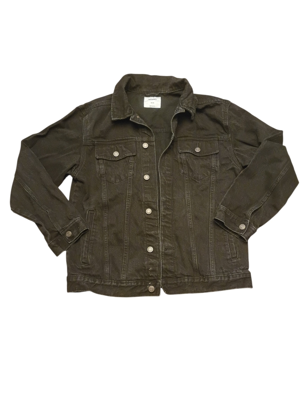 Old Navy Boys Black Denim Trucker Jacket XXL 18 Button Front Jean Jacket